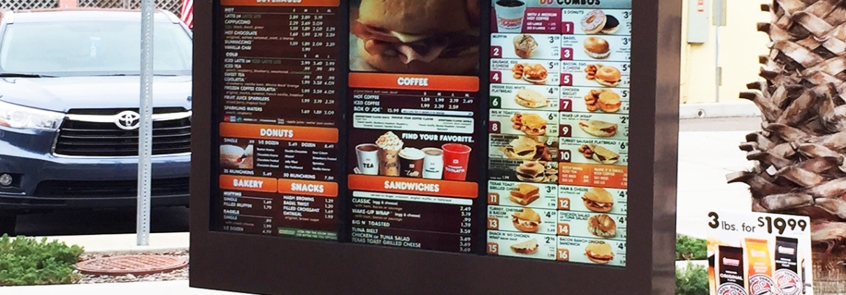 dunkin donuts outdoor digital menu boards viewstation itsenclosures