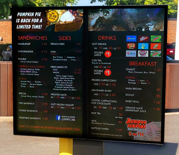 Kewpee Hamburgers 2x1 ViewStation Digital Sigange 2 screens