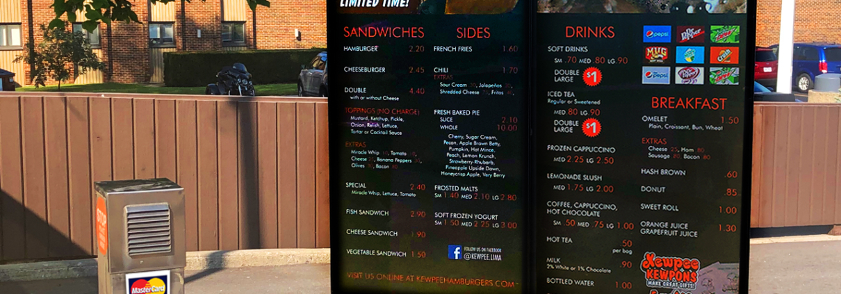 digital signage kewpee burgers viewstation outdoor monitors itsenclosures