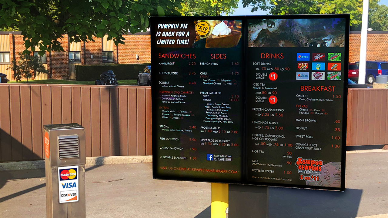 digital signage kewpee burgers viewstation outdoor monitors itsenclosures